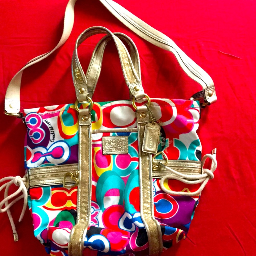 Coach poppy multi-color handbag..